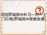 河池罗城高中补习一对一上门价格(罗城高中家教收费)