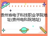 贵州省电子科技职业学院地址(贵州电科院地址)