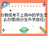 分数低考不上高中的学生怎么办理(低分生升学途径)