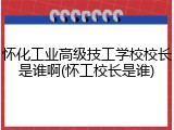 怀化工业高级技工学校校长是谁啊(怀工校长是谁)