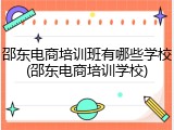 邵东电商培训班有哪些学校(邵东电商培训学校)