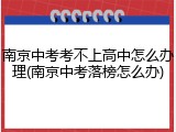 南京中考考不上高中怎么办理(南京中考落榜怎么办)