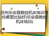 抚州乐安县数控机床培训学校哪里比较好(乐安县数控机床培训)