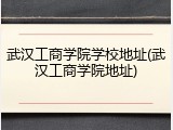 武汉工商学院学校地址(武汉工商学院地址)