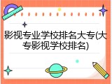 影视专业学校排名大专(大专影视学校排名)