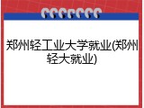 郑州轻工业大学就业(郑州轻大就业)