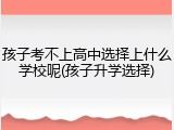 孩子考不上高中选择上什么学校呢(孩子升学选择)