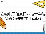 安徽电子信息职业技术学院高职分(安徽电子高职)