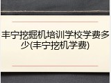 丰宁挖掘机培训学校学费多少(丰宁挖机学费)