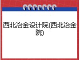 西北冶金设计院(西北冶金院)