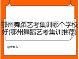 鄂州舞蹈艺考集训哪个学校好(鄂州舞蹈艺考集训推荐)