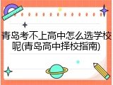 青岛考不上高中怎么选学校呢(青岛高中择校指南)