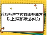成都叛逆学校有哪些地方可以上(成都叛逆学校)