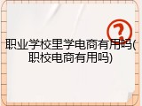 职业学校里学电商有用吗(职校电商有用吗)