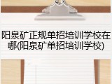 阳泉矿正规单招培训学校在哪(阳泉矿单招培训学校)