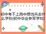 初中考不上高中想当兵去什么学校(初中毕业参军学校)