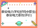 泰安电力学校好吗中职生(泰安电力职校评价)