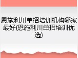 恩施利川单招培训机构哪家最好(恩施利川单招培训优选)
