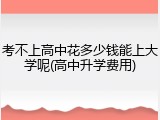 考不上高中花多少钱能上大学呢(高中升学费用)