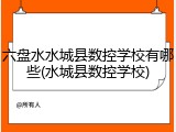 六盘水水城县数控学校有哪些(水城县数控学校)