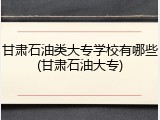 甘肃石油类大专学校有哪些(甘肃石油大专)