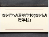 泰州学动漫的学校(泰州动漫学校)