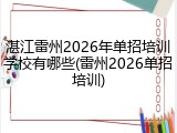 湛江雷州2026年单招培训学校有哪些(雷州2026单招培训)