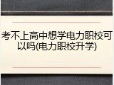 考不上高中想学电力职校可以吗(电力职校升学)