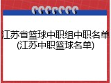 江苏省篮球中职组中职名单(江苏中职篮球名单)
