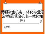 昆明冶金机电一体化专业怎么样(昆明冶机电一体化如何)