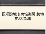 正规跨境电商培训班(跨境电商培训)