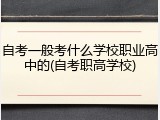 自考一般考什么学校职业高中的(自考职高学校)