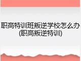 职高特训班叛逆学校怎么办(职高叛逆特训)