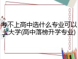 考不上高中选什么专业可以上大学(高中落榜升学专业)