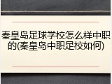 秦皇岛足球学校怎么样中职的(秦皇岛中职足校如何)