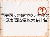西安四大贵族学校大专排名一览表(西安贵族大专排名)