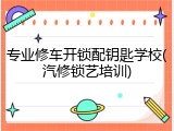 专业修车开锁配钥匙学校(汽修锁艺培训)