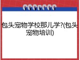 包头宠物学校那儿学?(包头宠物培训)