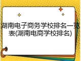 湖南电子商务学校排名一览表(湖南电商学校排名)