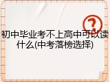 初中毕业考不上高中可以读什么(中考落榜选择)
