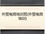 外贸电商培训班(外贸电商培训)