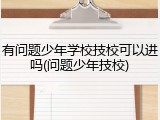 有问题少年学校技校可以进吗(问题少年技校)