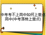 中考考不上高中如何上重点高中(中考落榜上重点)