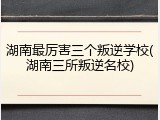 湖南最厉害三个叛逆学校(湖南三所叛逆名校)
