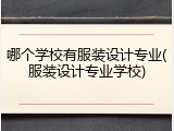 哪个学校有服装设计专业(服装设计专业学校)
