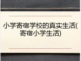 小学寄宿学校的真实生活(寄宿小学生活)