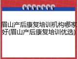 眉山产后康复培训机构哪家好(眉山产后康复培训优选)