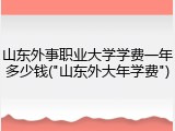 山东外事职业大学学费一年多少钱("山东外大年学费")