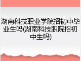 湖南科技职业学院招初中毕业生吗(湖南科技职院招初中生吗)
