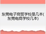 东莞电子商贸学校是几本(东莞电商学校几本)